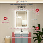 LED Mirror Bathroom Mirror with Lights, Lighted Vanity Mirror, Anti-Fog