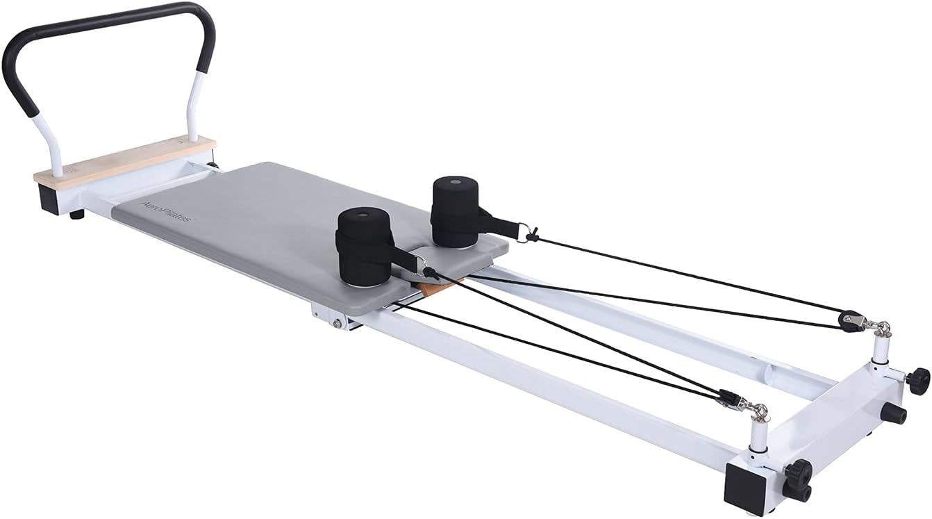 Stamina AeroPilates Precision Series Cushioned Cardio Reformer Resistance Band Foldable Wheeled Pilates Workout Board / 55-5535