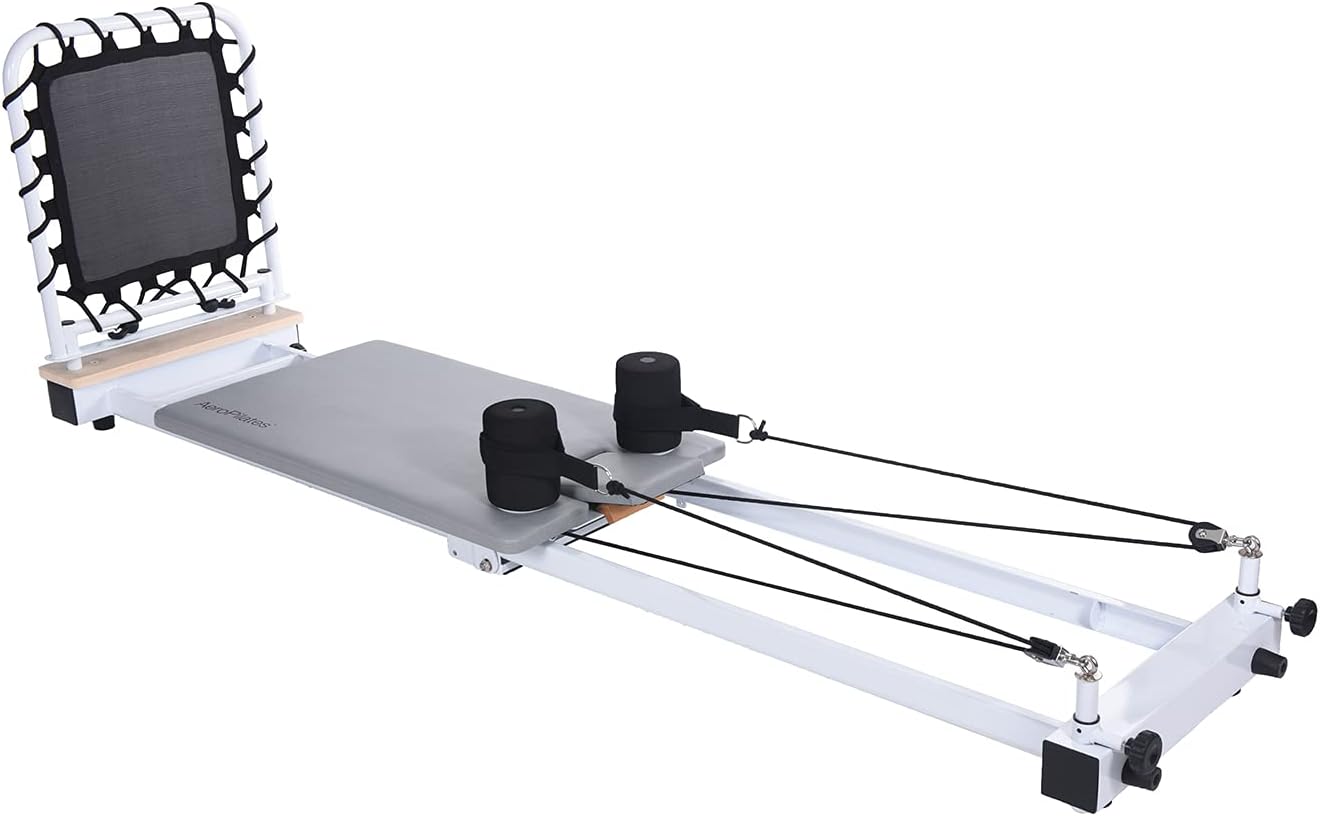 Stamina AeroPilates Precision Series Cushioned Cardio Reformer Resistance Band Foldable Wheeled Pilates Workout Board / 55-5535