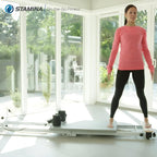 Stamina AeroPilates Precision Series Cushioned Cardio Reformer Resistance Band Foldable Wheeled Pilates Workout Board / 55-5535