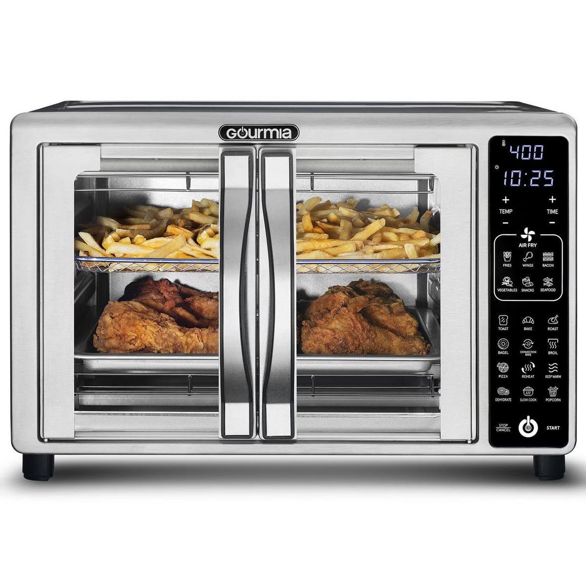 NEW Gourmia GTF2448 Digital Air Fryer Toaster Oven with Single-Pull French Doors, 19 Cooking Presets