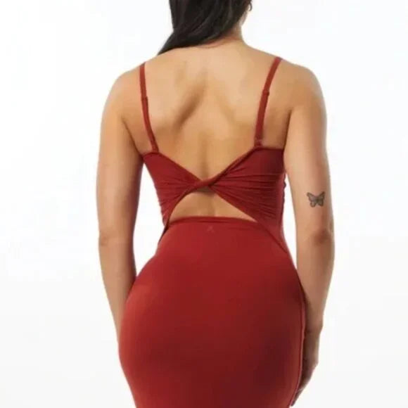 Alphalete Ultrasoft Allure Body Con Dress - Cherry