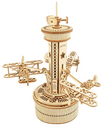 ROKR 3D Wooden Puzzle Airplane Tower Music Box - DIY Mechanical Biplane Toys Building Kit 10