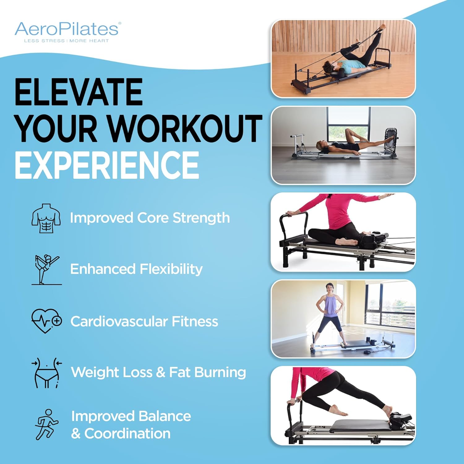 AeroPilates Reformer 651 Whole Body Resistance Pilates Workout Board Machine / 55-4700