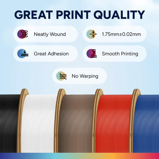 Case of 10 KG OVERTURE ASA Filament 1.75mm, 1kg Spool (2.2lbs) Box of 10 3D Printer Filament, Premium Anti-UV, Filament Perfect for Printing Outdoor Functional Parts-Asa Black