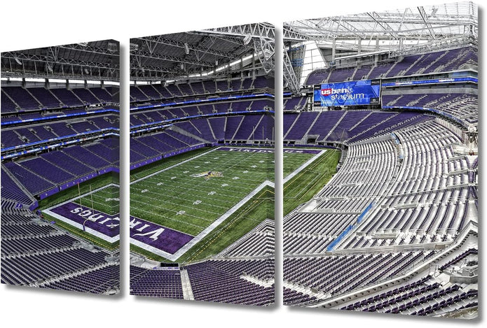 Sports Wall Decor American Bank Stadium 3 Pieces Canvas Wall Art Pictures for Home Decoration Minnesota Soccer Game Paintings Prints and Poster Home Decor Framed Ready to Hang, 36" Wx24 H