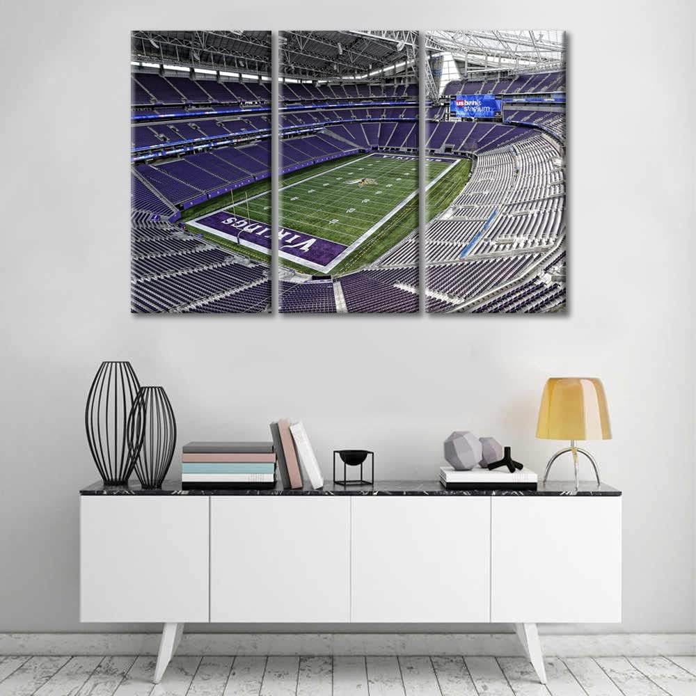Sports Wall Decor American Bank Stadium 3 Pieces Canvas Wall Art Pictures for Home Decoration Minnesota Soccer Game Paintings Prints and Poster Home Decor Framed Ready to Hang, 36