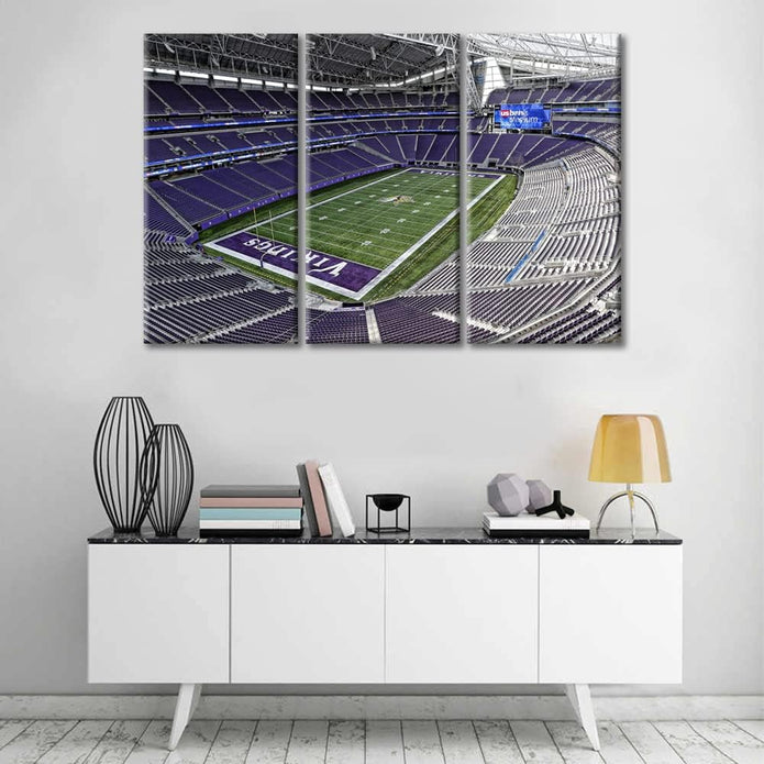 Sports Wall Decor American Bank Stadium 3 Pieces Canvas Wall Art Pictures for Home Decoration Minnesota Soccer Game Paintings Prints and Poster Home Decor Framed Ready to Hang, 36