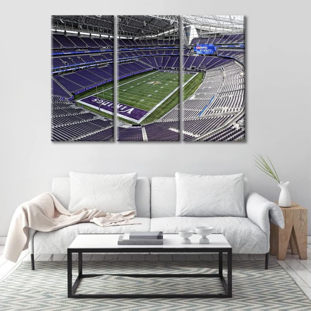 Sports Wall Decor American Bank Stadium 3 Pieces Canvas Wall Art Pictures for Home Decoration Minnesota Soccer Game Paintings Prints and Poster Home Decor Framed Ready to Hang, 36