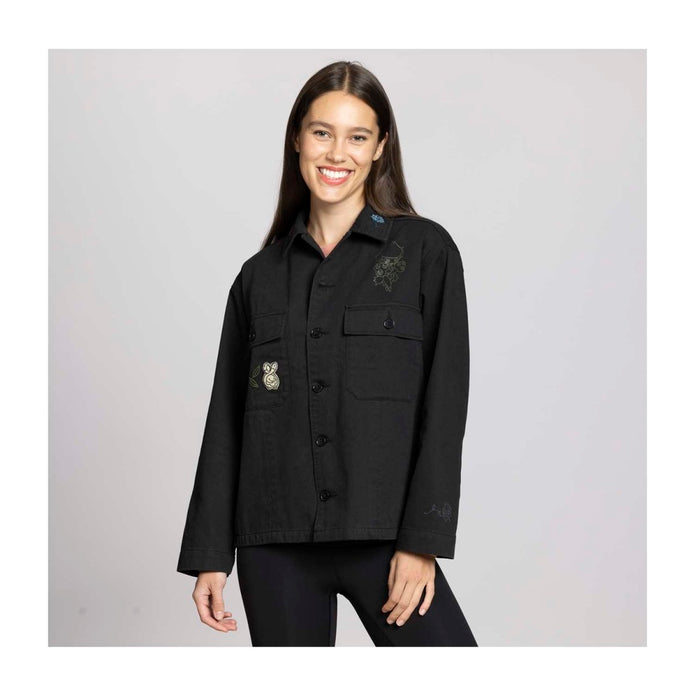 Pokemon Center Budew, Roselia & Roserade Pokémon Nature: Fall Black Utility Jacket - Women/ M