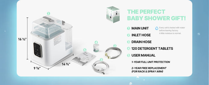 NEW/OPEN BOX AURAKICH Baby Bottle washer sterilizer and dryer AUR-BW401-US