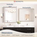 30 x 36 Inch Brushed Nickel Mirror for Bathroom Rectangle Square Corner Modern