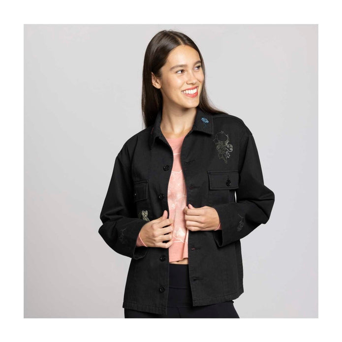 Pokemon Center Budew, Roselia & Roserade Pokémon Nature: Fall Black Utility Jacket - Women/ M