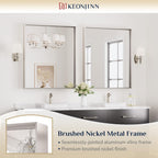 30 x 36 Inch Brushed Nickel Mirror for Bathroom Rectangle Square Corner Modern