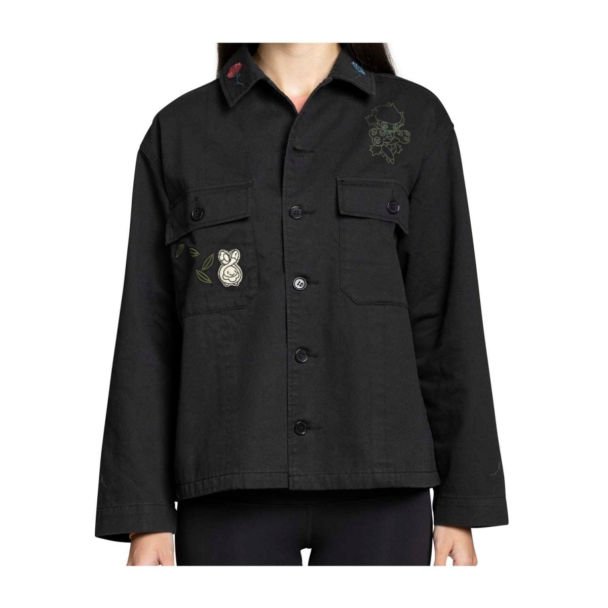 Pokemon Center Budew, Roselia & Roserade Pokémon Nature: Fall Black Utility Jacket - Women/ M