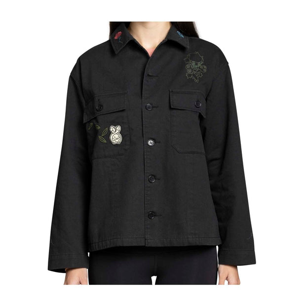 Pokemon Center Budew, Roselia & Roserade Pokémon Nature: Fall Black Utility Jacket - Women/ M