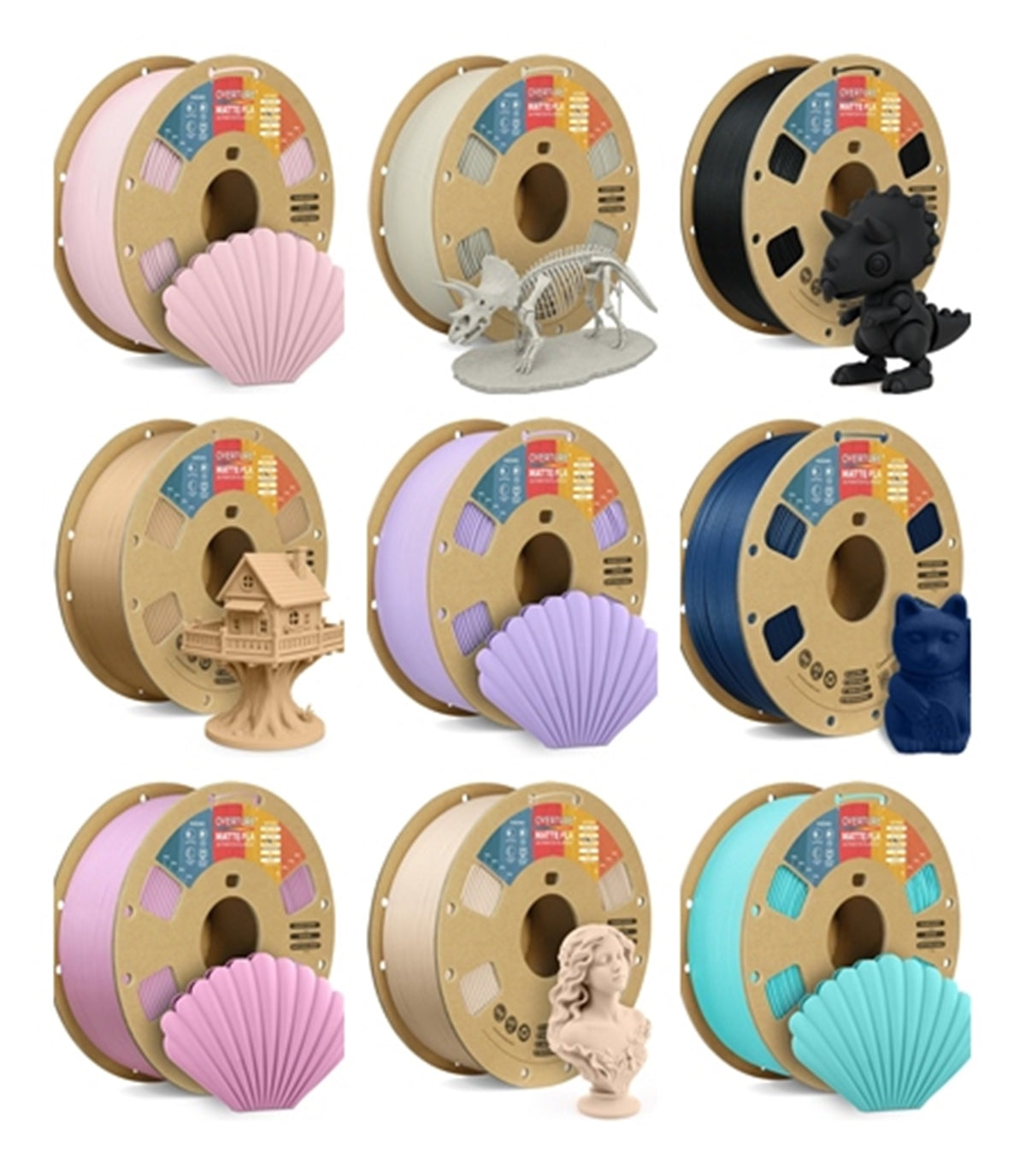 Case of 10 KG OVERTURE Matte PLA 3D Printer Filament 1.75mm, Matt Surface & Low Warping Filament 1kg Spool (2.2 lbs)