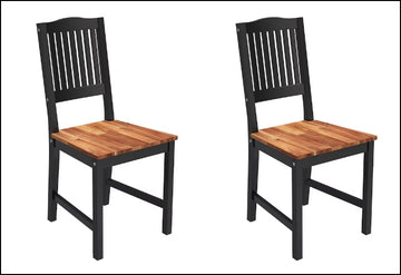 Dining chairs, Acacia, 2 pcs/pack, Oiled/Black Painted (35x19x16)