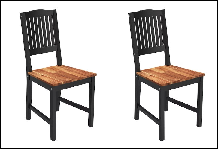 Dining chairs, Acacia, 2 pcs/pack, Oiled/Black Painted (35x19x16)