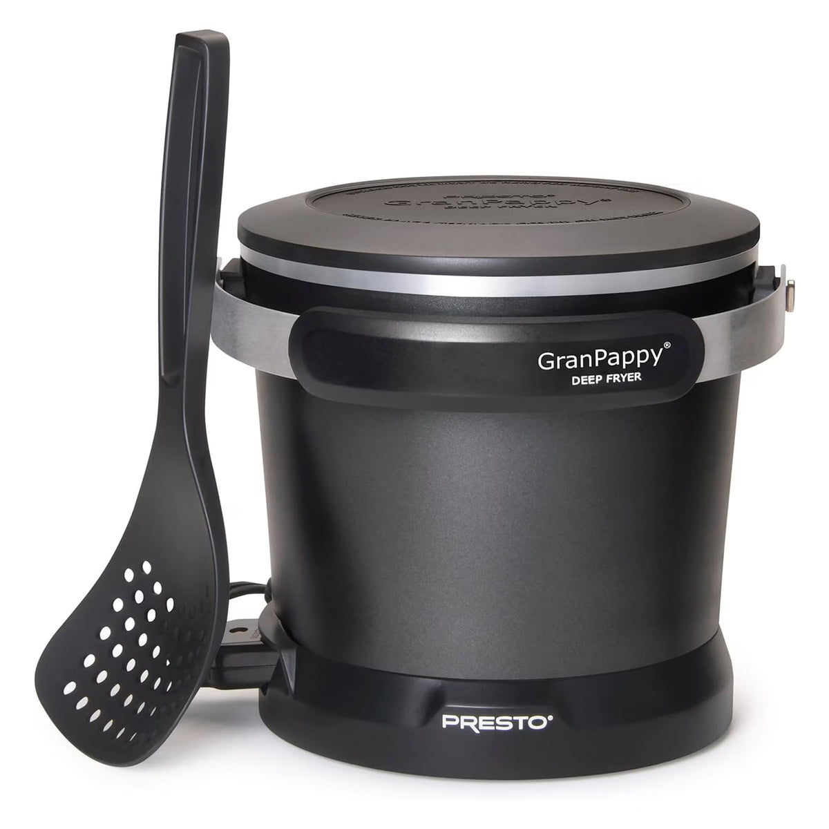 OPEN BOX /UNUSED Presto 05411 GranPappy Electric Deep Fryer, Ceramic Nonstick, Handy Scoop, Black