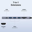 BENFEI USB C HUB 7in1, USB C HUB Multiport Adapter with USB-C to HDMI, USB-C to SD/TF Card Reader/3*USB 3.0/100W Power Delivery, Compatible with iPhone 15 Pro/Max, MacBook, iPad Pro, iMac, S23, XPS17