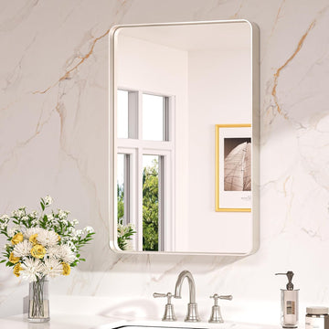 20 x 30 Inch Brushed Nickel Bathroom Mirrors for Over Sink, Rounded Rectangle