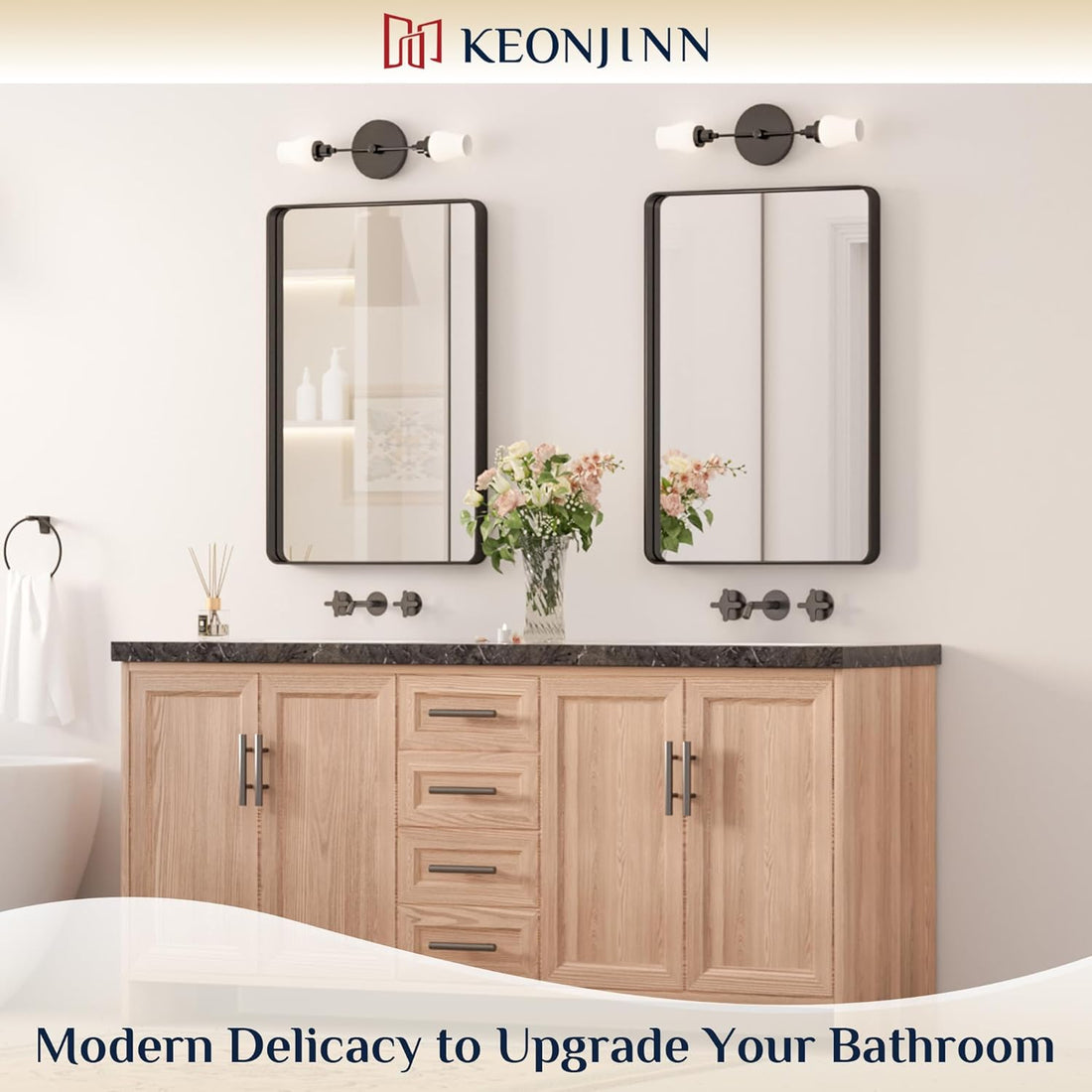 20" x 30" Black Bathroom Mirrors for Over Sink, Rounded Rectangle Bathroom Vanity Mirror