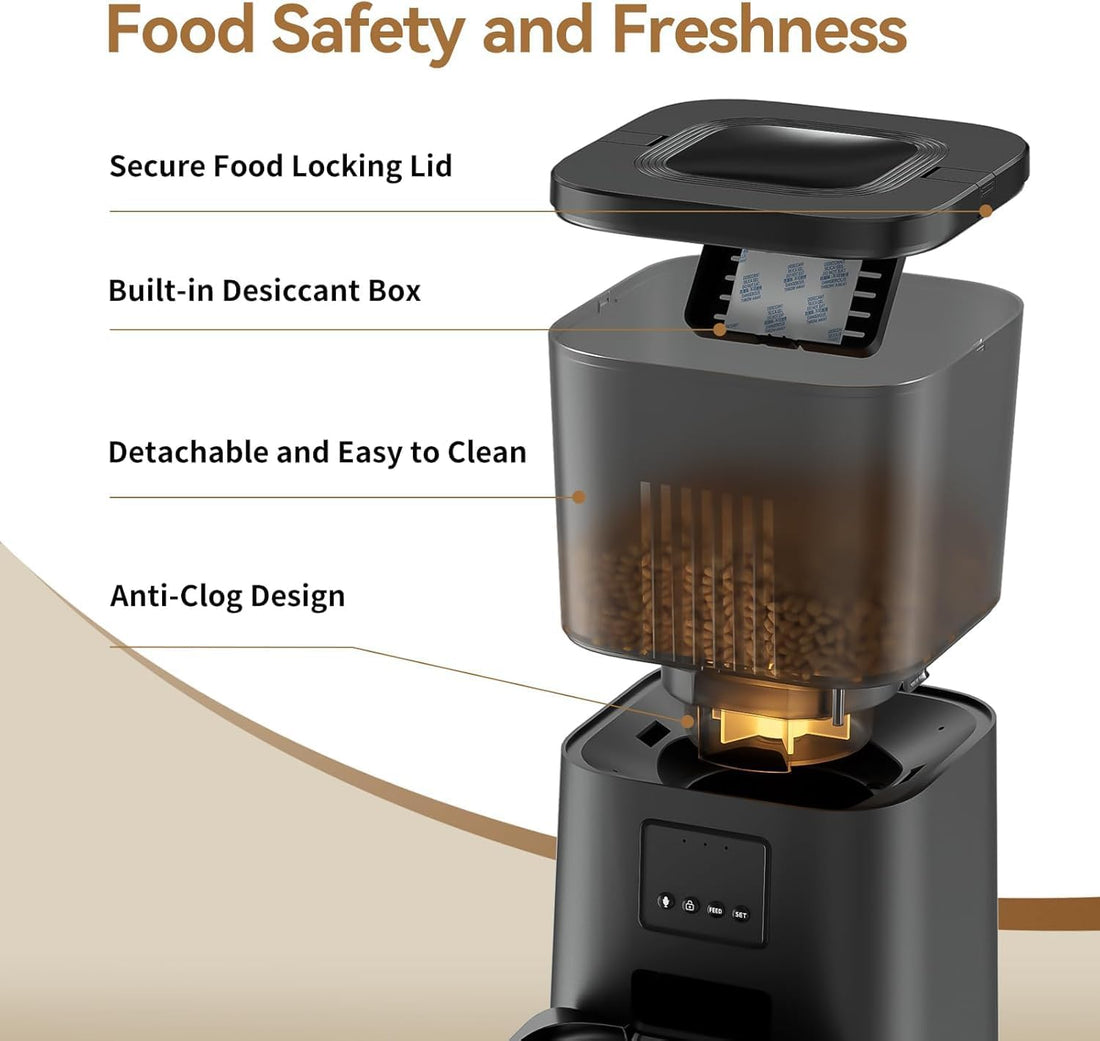 Espelho Automatic Cat Feeders WiFi: 2.4Ghz Smart APP Control- Timed Cat Food Dispenser with Desiccant Bag Keep Fresh for Indoor- Easy Set Up and Clean with Voice Recorder- Up to 10 Meals per Day