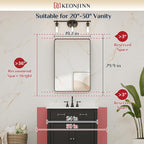 20" x 30" Black Bathroom Mirrors for Over Sink, Rounded Rectangle Bathroom Vanity Mirror