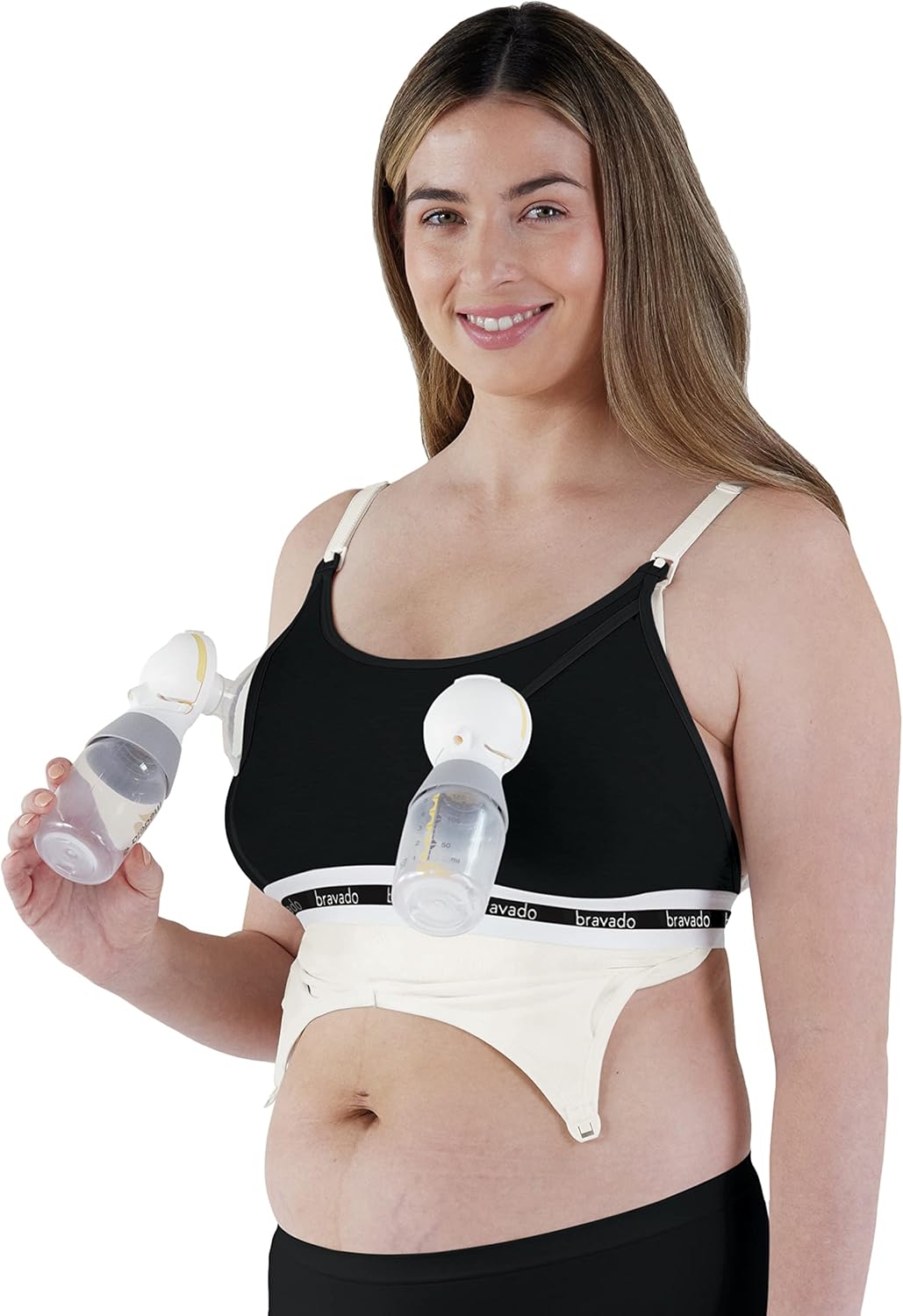Bravado Designs  Clip and Pump Hands-Free Nursing Sustainable Bra Accessory, Black