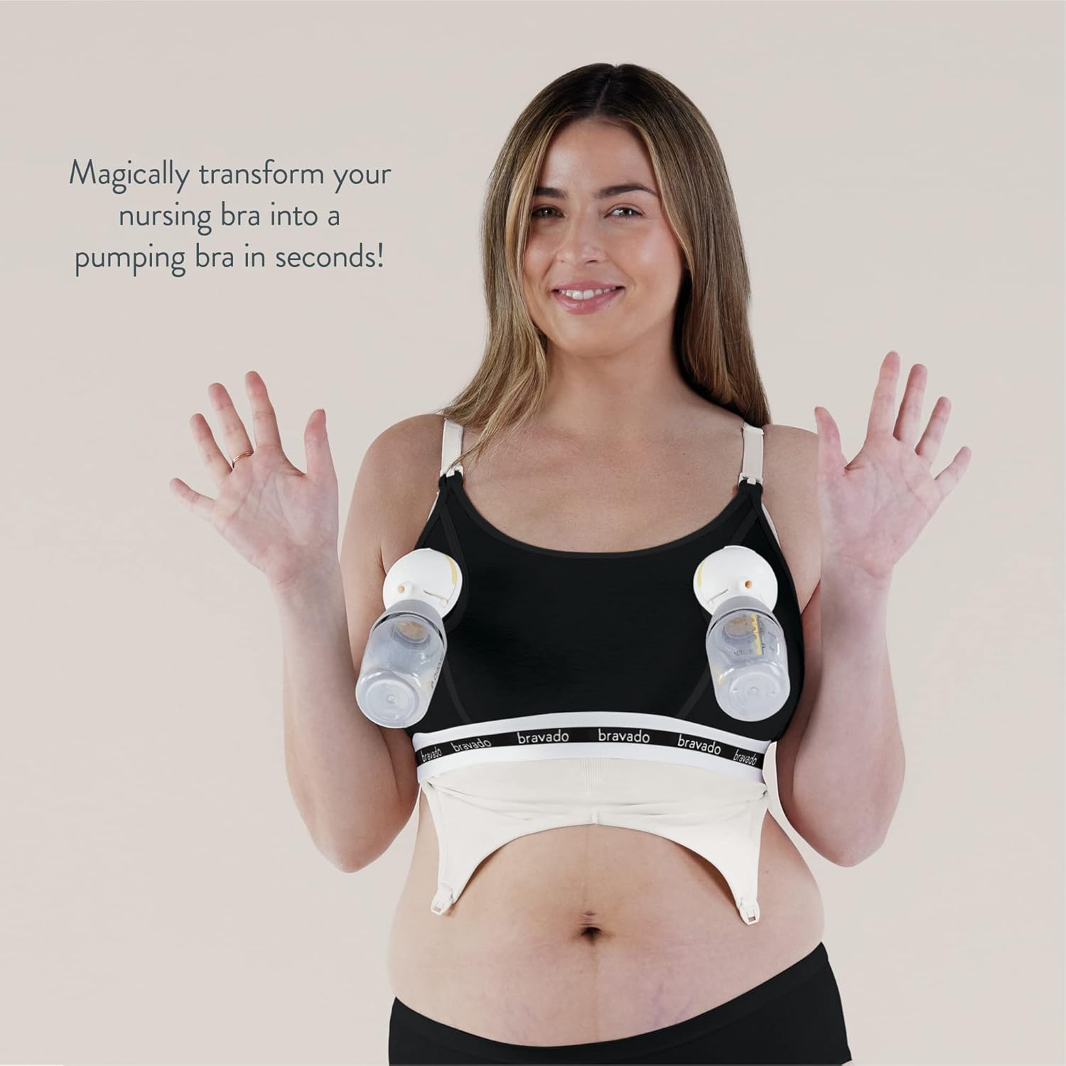 Bravado Designs  Clip and Pump Hands-Free Nursing Sustainable Bra Accessory, Black