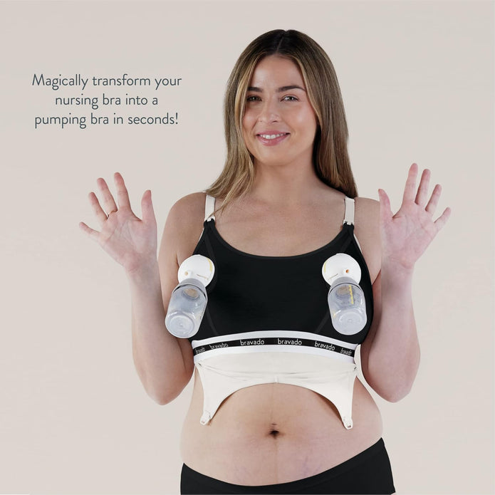 Bravado Designs  Clip and Pump Hands-Free Nursing Sustainable Bra Accessory, Black