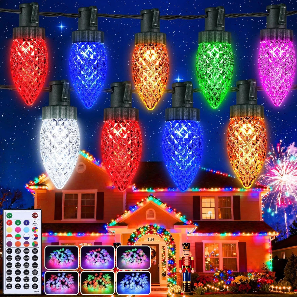 Christmas String Lights, 65FT 100 LED C9 Color Changing