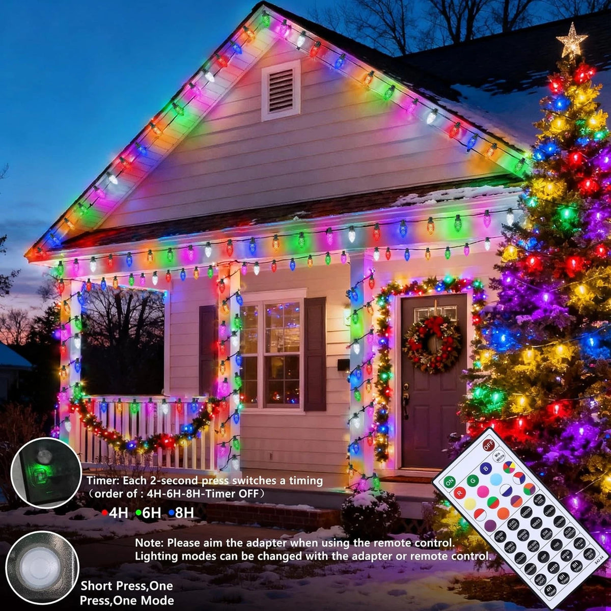 Christmas String Lights, 65FT 100 LED C9 Color Changing