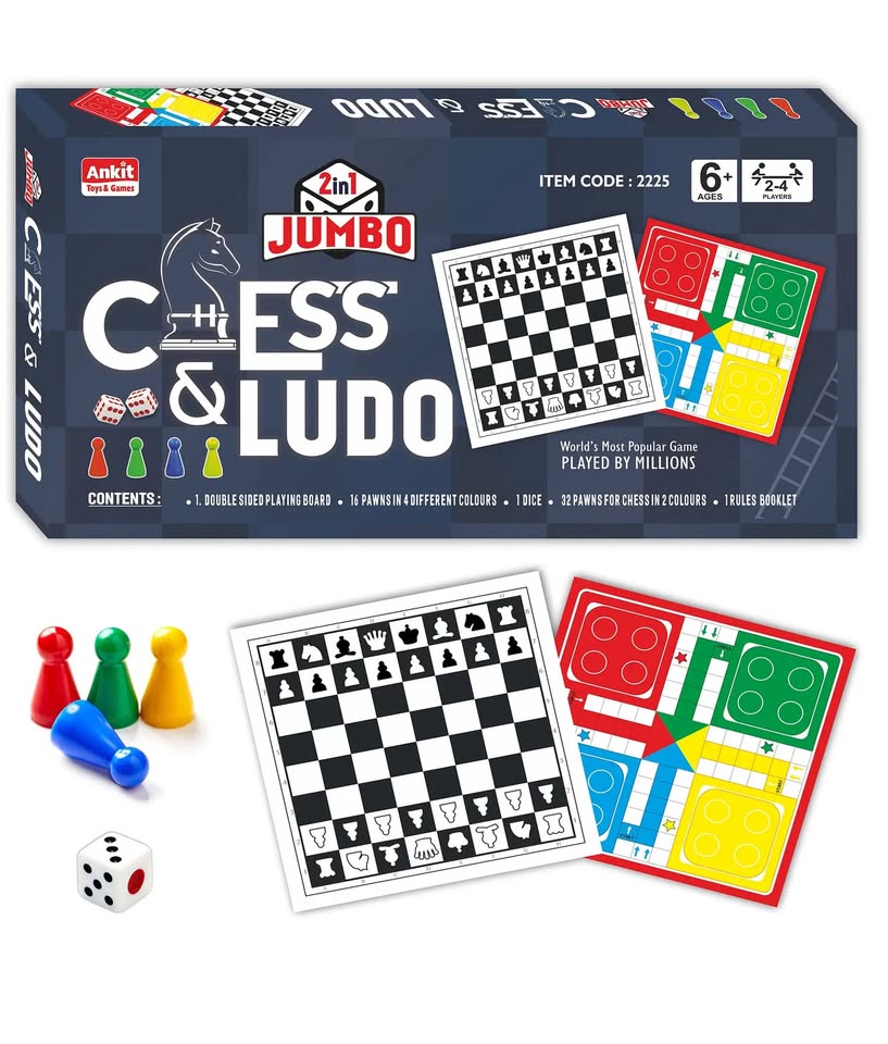 Ankit Toys & Games 2 IN 1 Jumbo Chess & Ludo - Multicolor