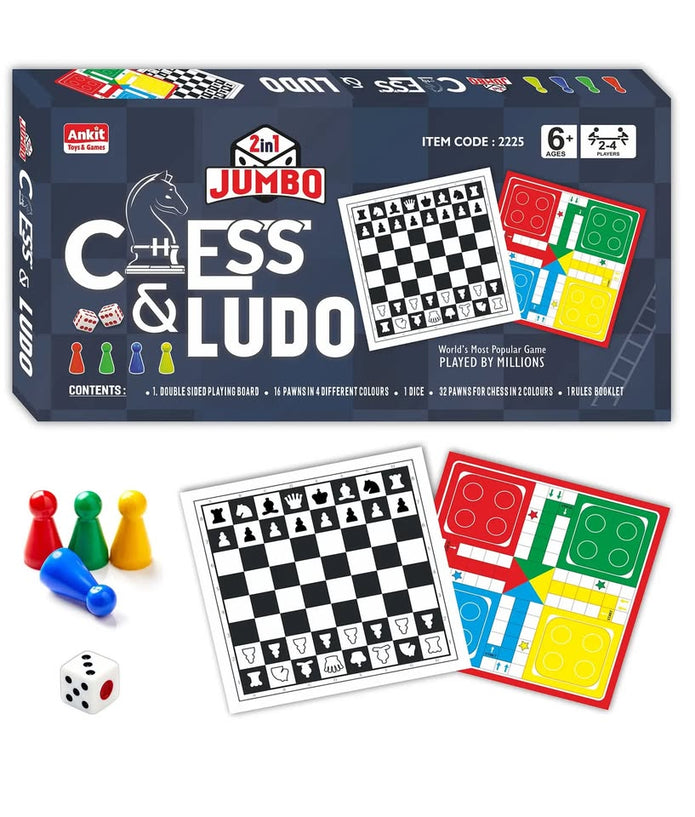 Ankit Toys & Games 2 IN 1 Jumbo Chess & Ludo - Multicolor