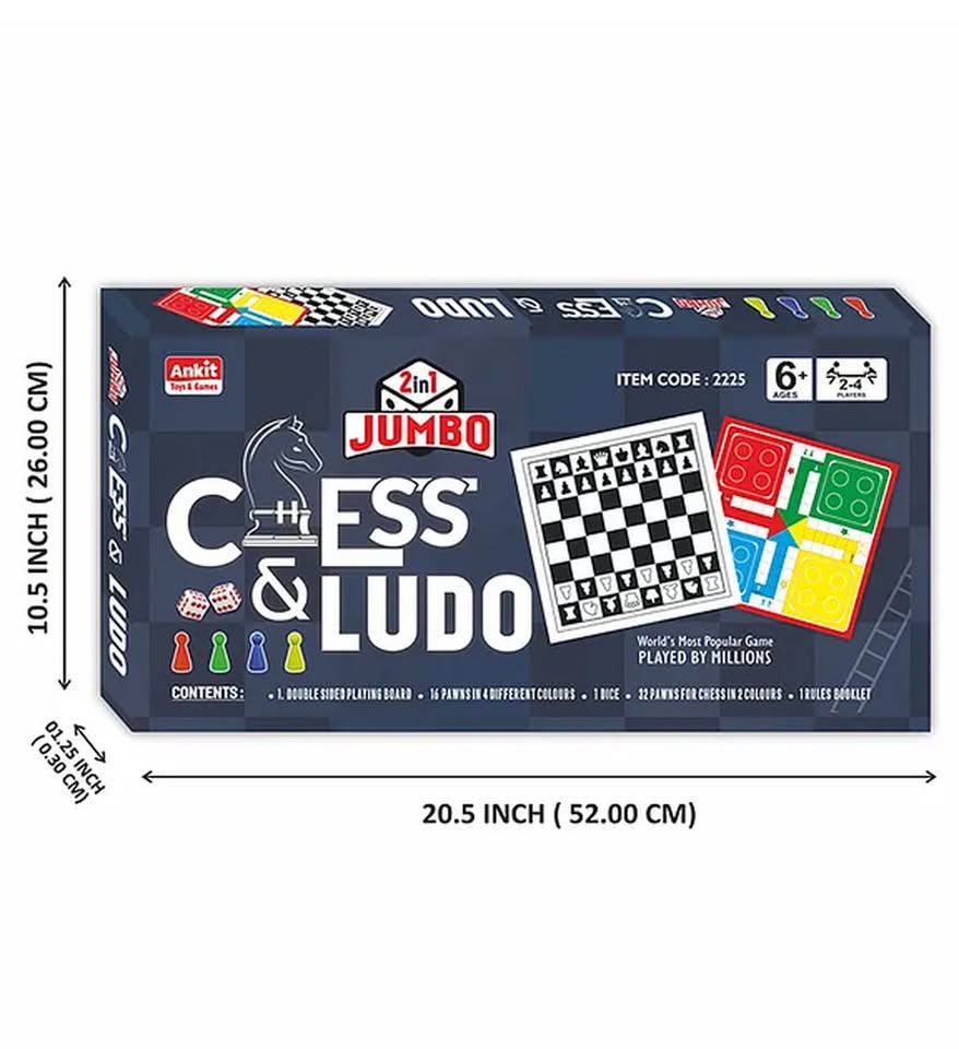 Ankit Toys & Games 2 IN 1 Jumbo Chess & Ludo - Multicolor