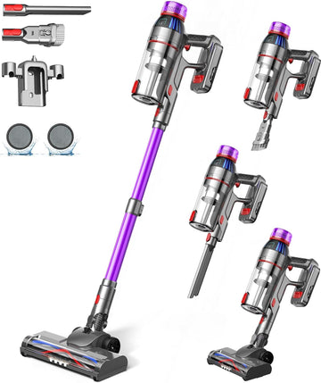 MQDXE Cordless Stick Vacuum Cleaner: 550W Powerful Suction, LED Display, 55 Min Runtime