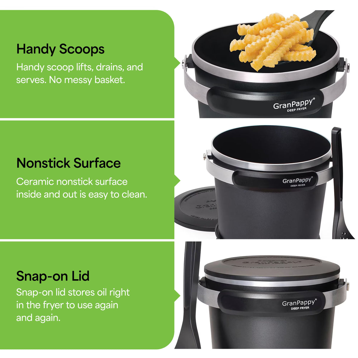 OPEN BOX /UNUSED Presto 05411 GranPappy Electric Deep Fryer, Ceramic Nonstick, Handy Scoop, Black