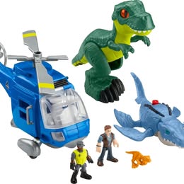 Fisher-Price Imaginext Jurassic World Dino Chopper 6-Piece Set with 3 Dinosaur Toys, Toy Helicopter