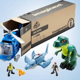 Fisher-Price Imaginext Jurassic World Dino Chopper 6-Piece Set with 3 Dinosaur Toys, Toy Helicopter