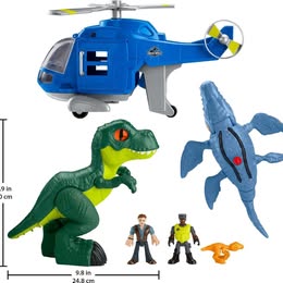 Fisher-Price Imaginext Jurassic World Dino Chopper 6-Piece Set with 3 Dinosaur Toys, Toy Helicopter