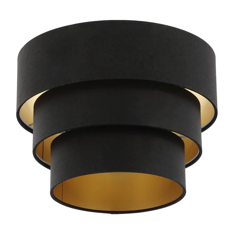 3-Tier Black Drum Chandelier, Modern Ceiling Pendant Lights Fixture Round Adjustable