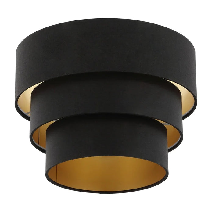 3-Tier Black Drum Chandelier, Modern Ceiling Pendant Lights Fixture Round Adjustable