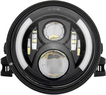 7 Inch Round LED Motorcycle Headlights DOT Approved with Housing Bucket Mounting Bracket Amber Turn Signal Lights compatible with Honda CB400 Hornet Suzuki Kawasaki Yamaha Cafe Racer