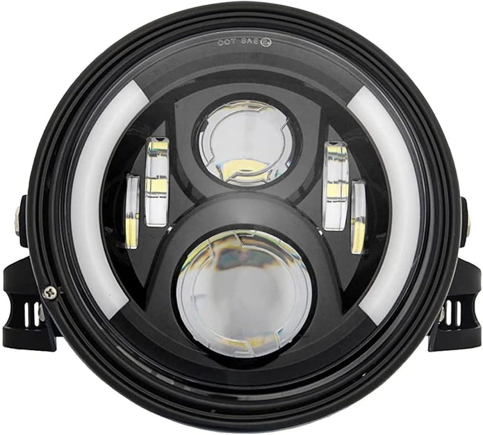 7 Inch Round LED Motorcycle Headlights DOT Approved with Housing Bucket Mounting Bracket Amber Turn Signal Lights compatible with Honda CB400 Hornet Suzuki Kawasaki Yamaha Cafe Racer