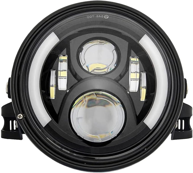 7 Inch Round LED Motorcycle Headlights DOT Approved with Housing Bucket Mounting Bracket Amber Turn Signal Lights compatible with Honda CB400 Hornet Suzuki Kawasaki Yamaha Cafe Racer