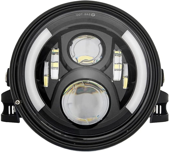 7 Inch Round LED Motorcycle Headlights DOT Approved with Housing Bucket Mounting Bracket Amber Turn Signal Lights compatible with Honda CB400 Hornet Suzuki Kawasaki Yamaha Cafe Racer