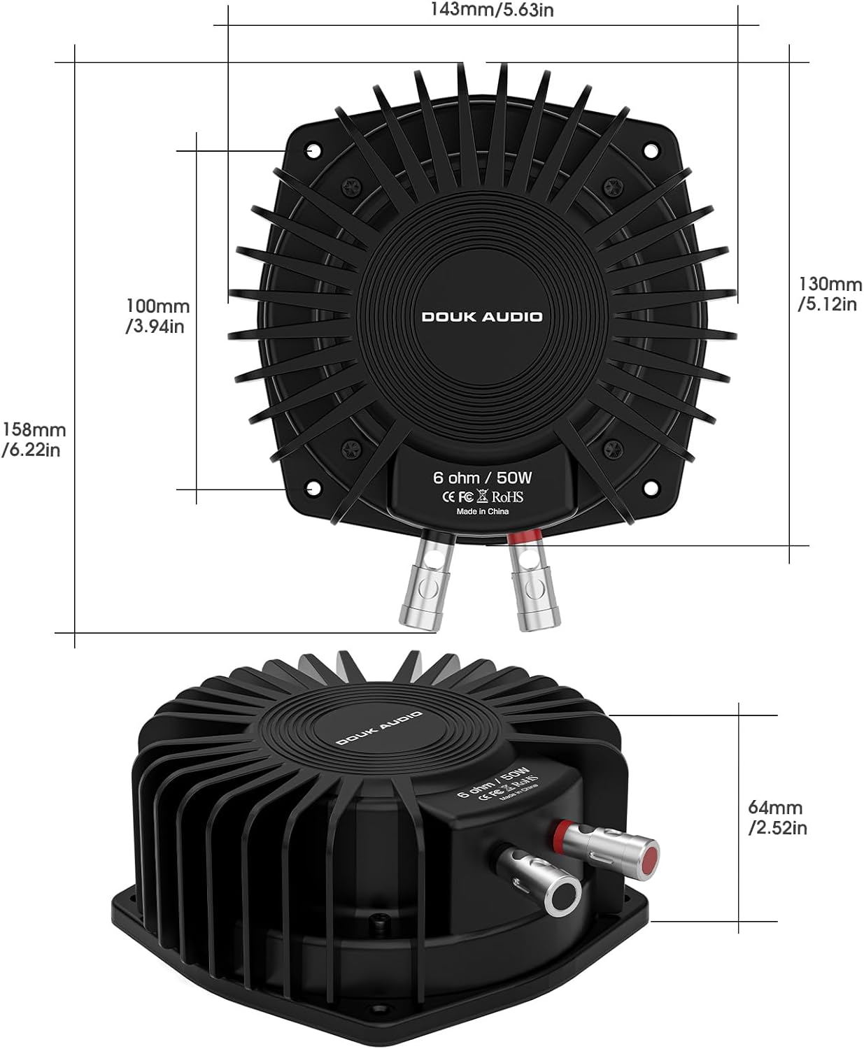 Douk Audio BS-1 Bass Shaker: 50W High Power Tactile Subwoofer Transducer for Home Theater, Car Audio & Gaming Chair Vibration Immersion (1 Pair)