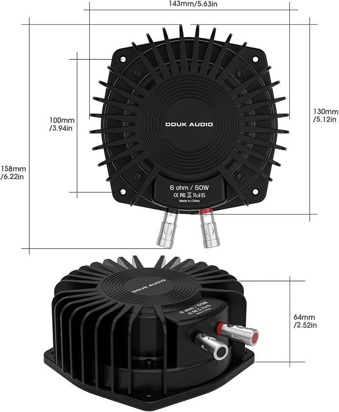 Douk Audio BS-1 Bass Shaker: 50W High Power Tactile Subwoofer Transducer for Home Theater, Car Audio & Gaming Chair Vibration Immersion (1 Pair)